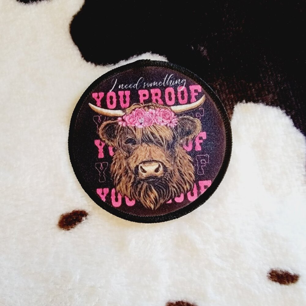 Highland Cow Print Pink Western Hat Patch 5 Pack